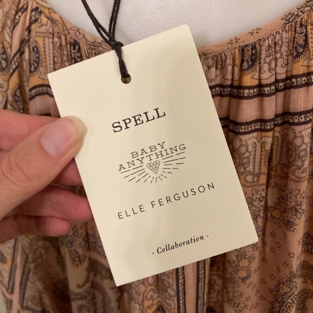 Spell X Elle Ferguson Collaboration Rumor Print Elle Gown Dusty Pink L - Picture 14 of 17